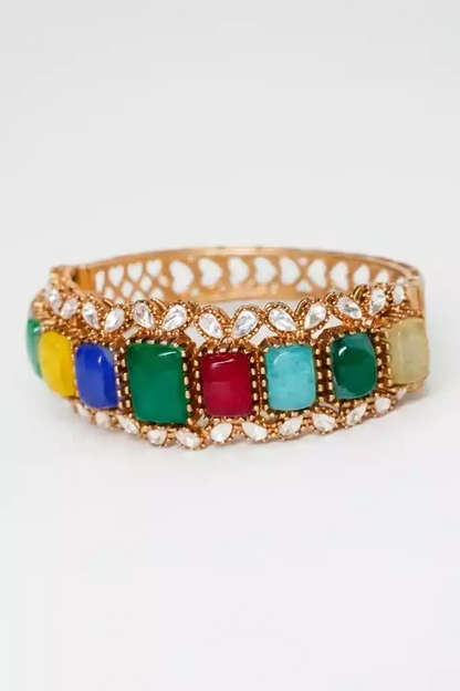 Pancha Tatva Multicolour Polki Statement Bracelet