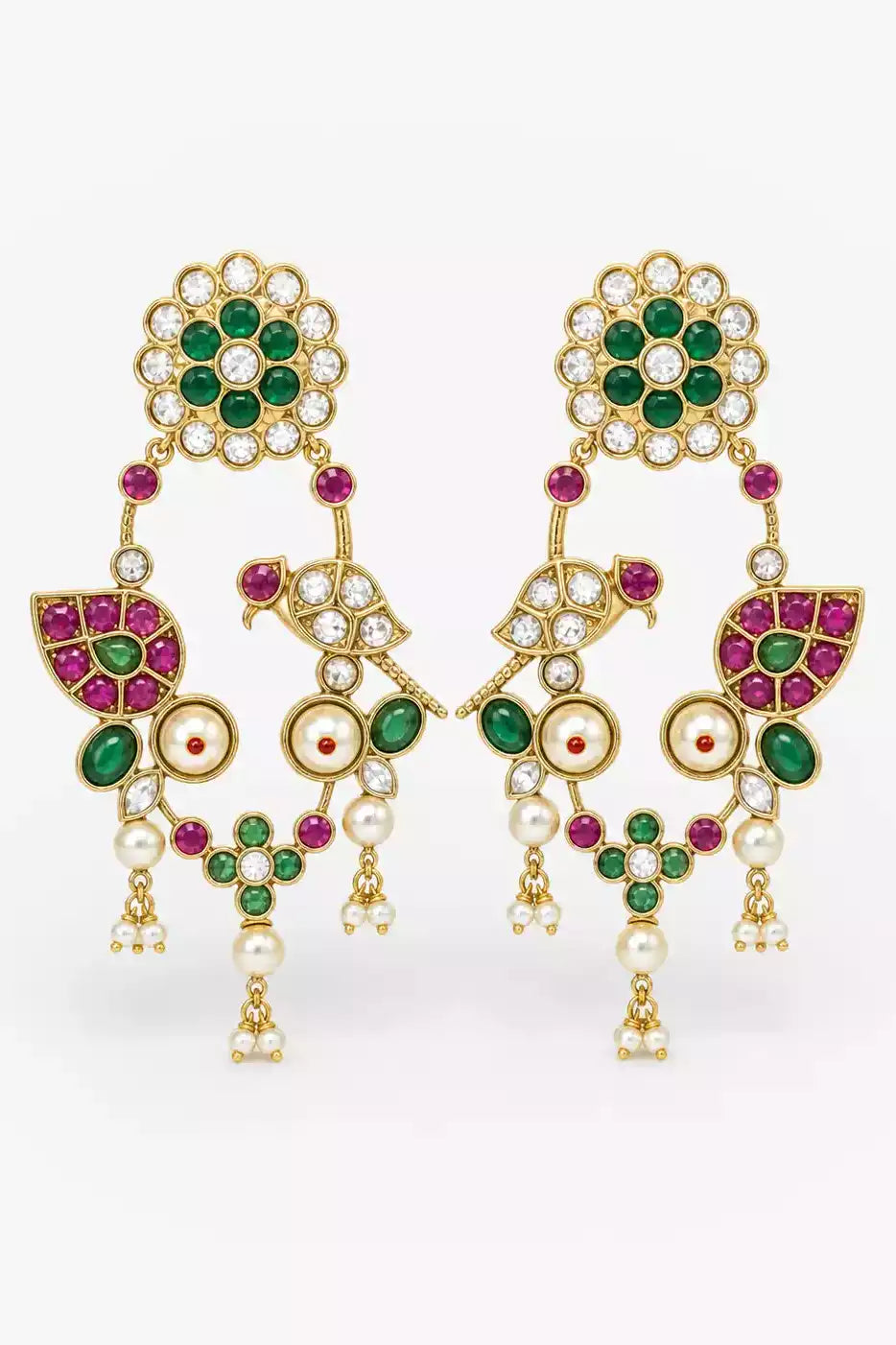 Misha Turquoise Devotion Polki Pearl Earrings