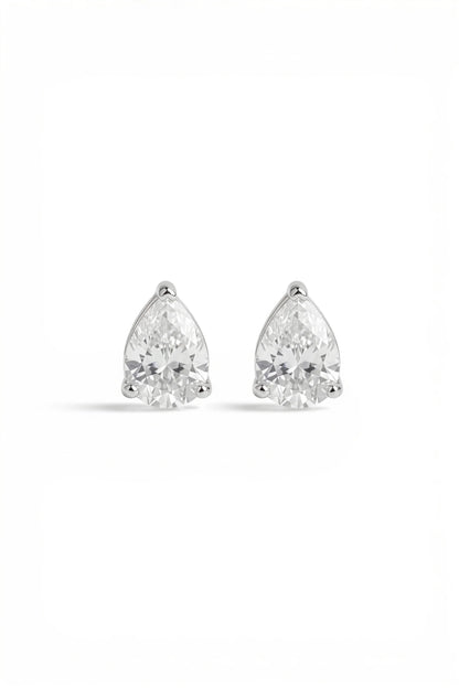 2 AM -  Pear Solitaire Moondrop Cygnet Diamond Studs