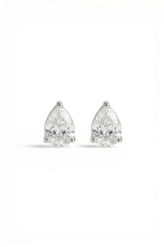 2 AM -  Pear Solitaire Moondrop Cygnet Diamond Studs