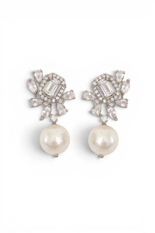 1 PM - Lunaria Pearl & Cygnet Diamond Earrings