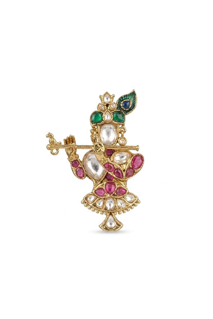 Radha Murali Krishna Polki Brooch