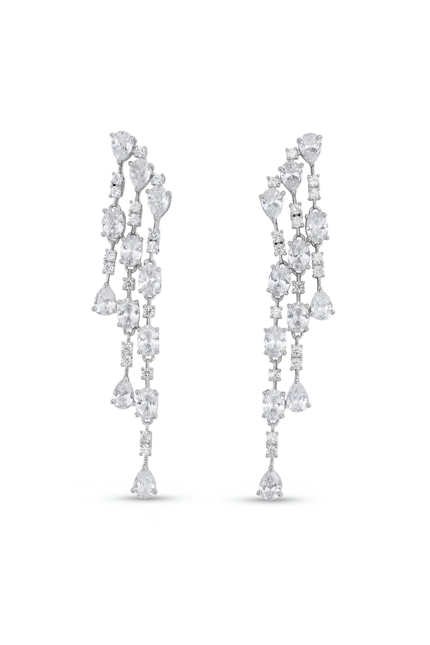 7 PM - Evening Dance Long Cygnet Diamond Earrings