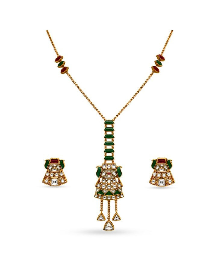 Vaani Polki Meenakari Pendant Set