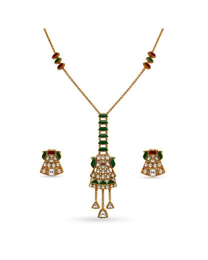 Vaani Polki Meenakari Pendant Set