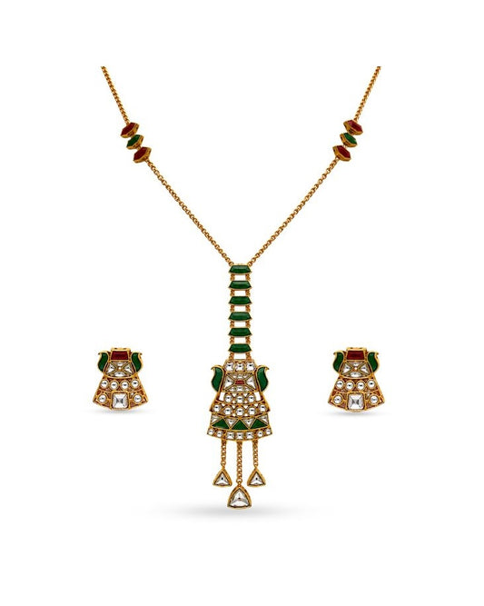Vaani Polki Meenakari Pendant Set