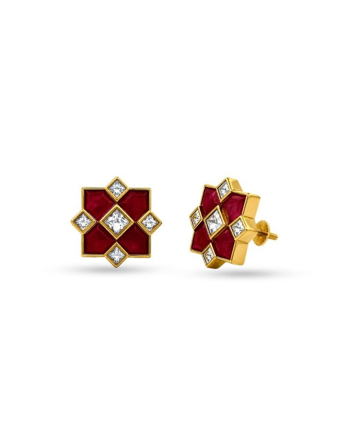 Leher Polki Meenakari Studs