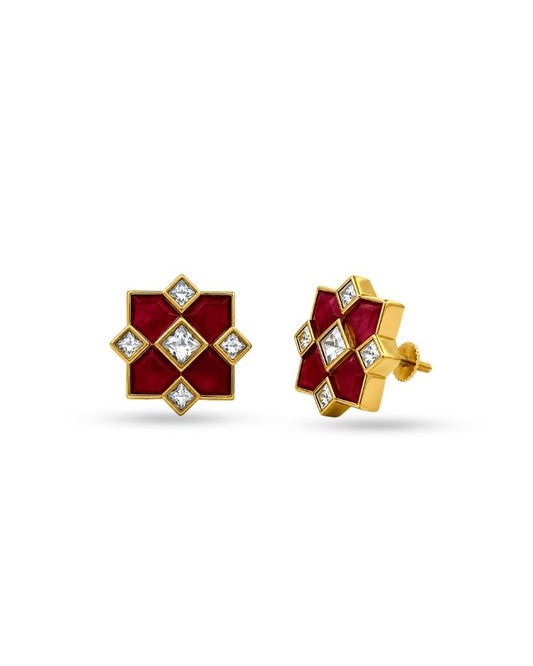 Leher Polki Meenakari Studs
