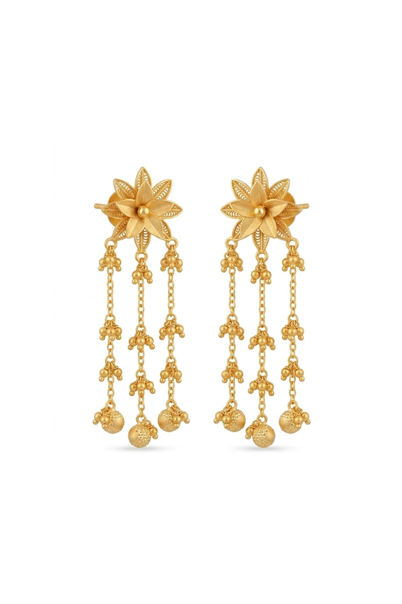 Rima Golden Rain Tassel Drop Earrings