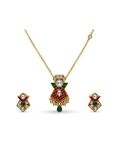 Prisha Polki Meenakari Pendant Set
