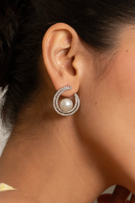 Solstice Halo Pearl Hoops