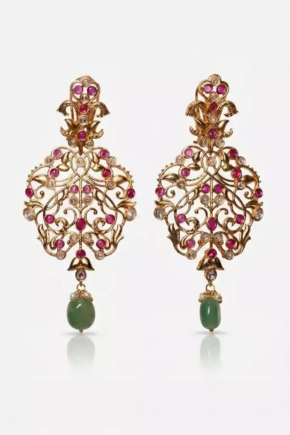 Kavya Haveli Drop Chandelier Polki Earrings