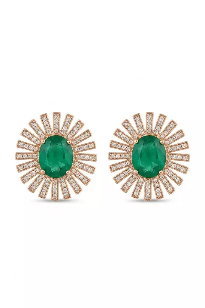 Usha Morning Ray Emerald Polki Stud Earrings