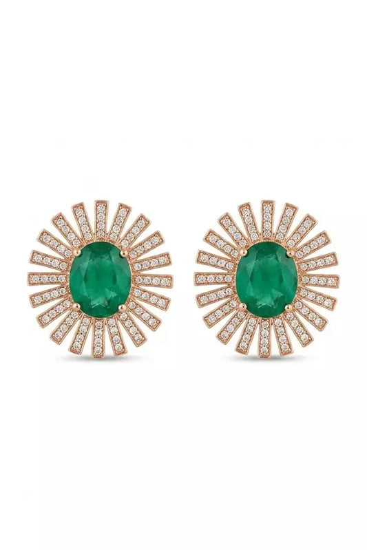 Usha Morning Ray Emerald Polki Stud Earrings