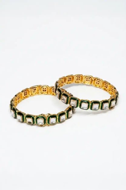 Hethvi Emerald Kundan Meenakari Statement Bangle