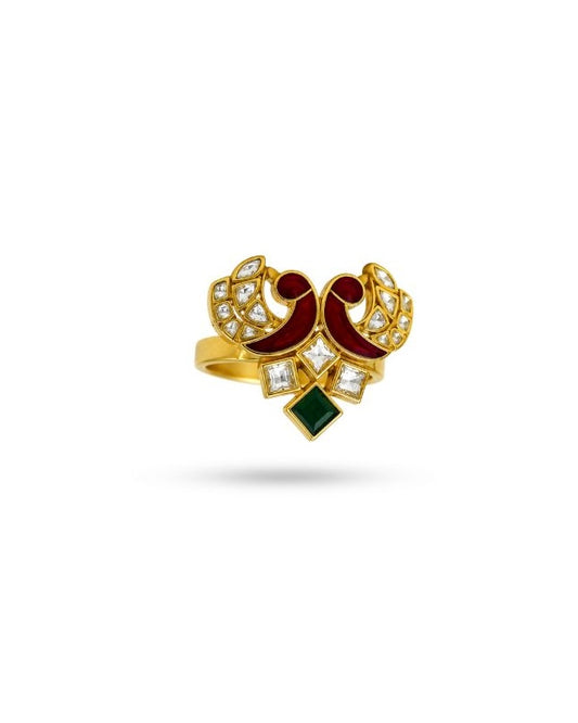 Vasundhara Polki Meenakari Statement Ring