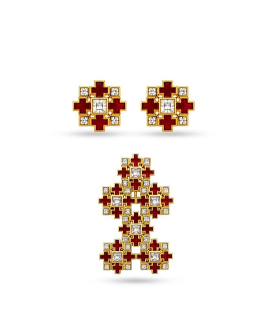 Reeva Polki Meenakari Pendant Set