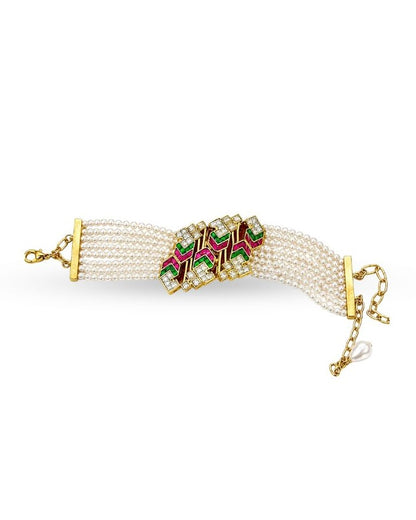 Navya Polki Meenakari Pearl Bracelet