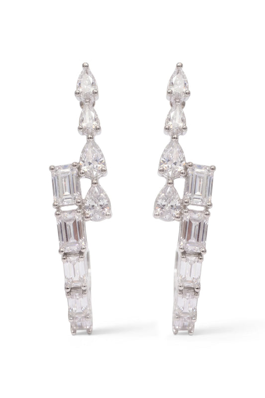 12 PM - High Low Pear & Emerald Diamond Cygnet Earrings