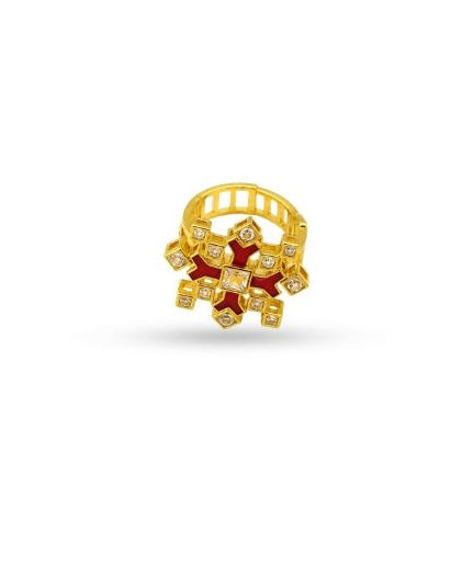 Sindura Polki Meenakari Statement Ring