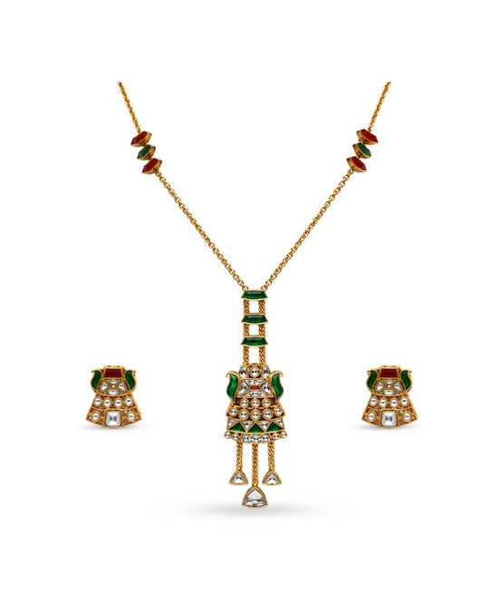 Vaidehi Polki Meenakari Pendant Set