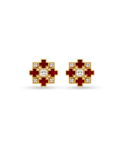 Surkh Polki Meenakari Studs