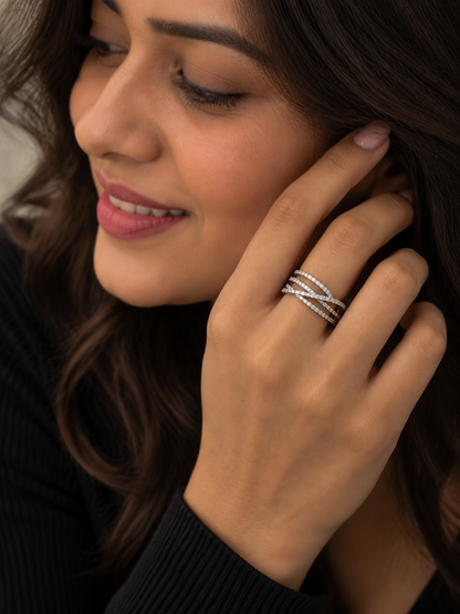 Celestial Criss-Cross Diamond Ring