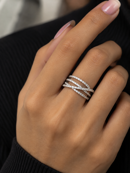 Celestial Criss-Cross Diamond Ring