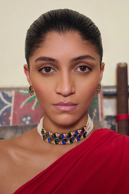 Neelantara Polki Meenakari Choker Set