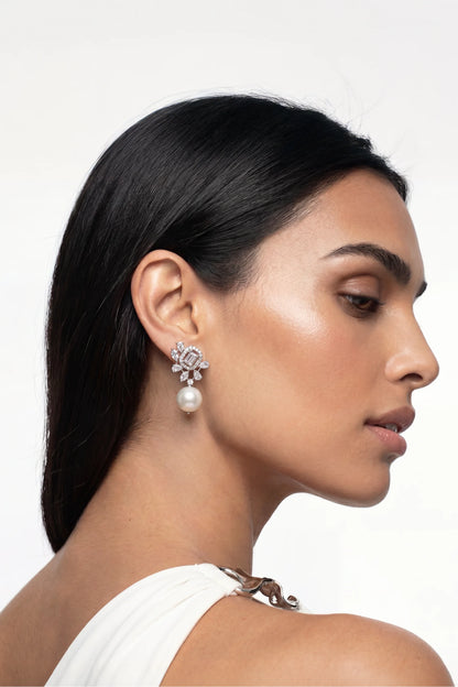1 PM - Lunaria Pearl & Cygnet Diamond Earrings