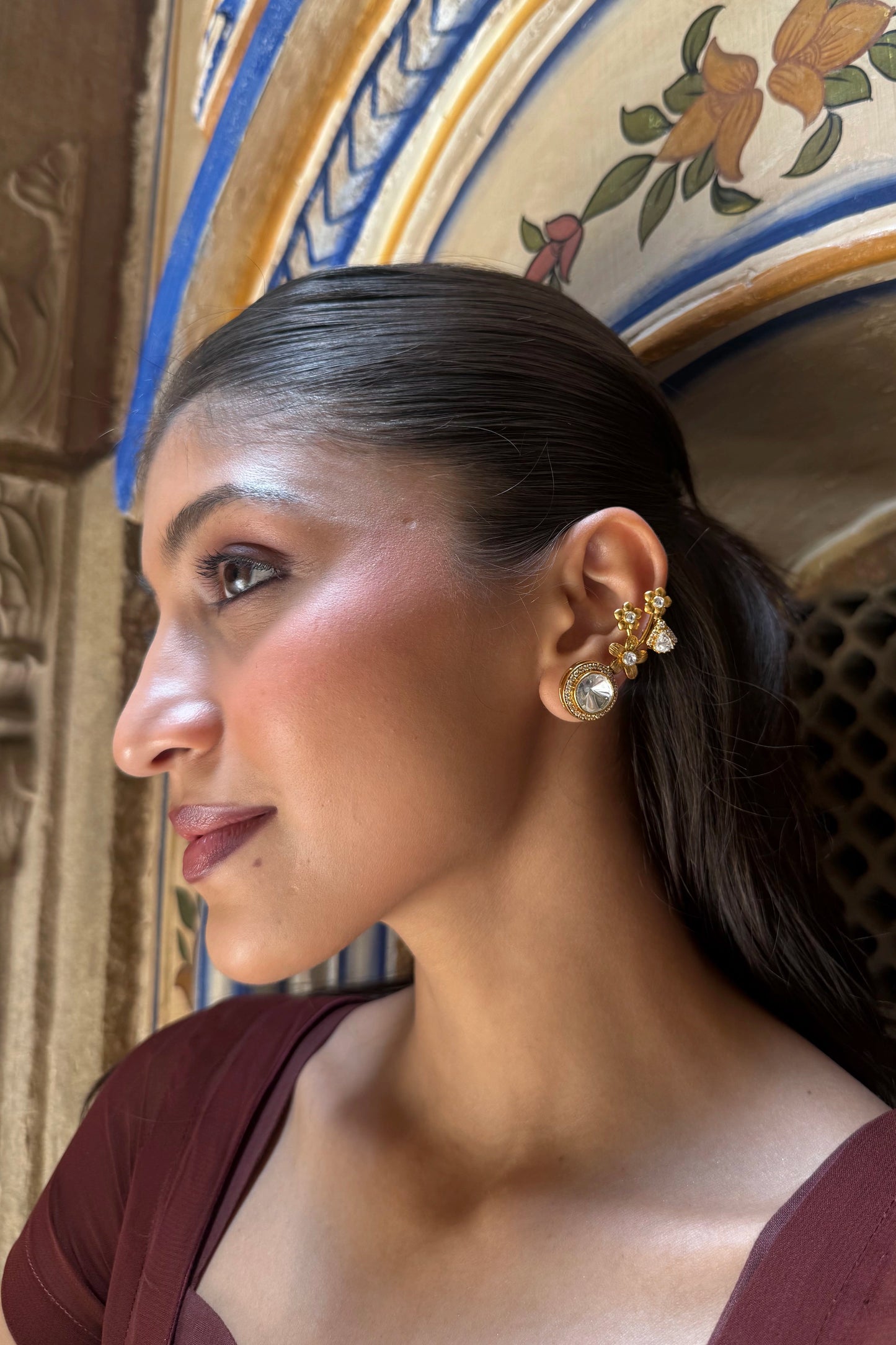 Saumya Quiet Garden Pearl Polki Ear Cuff