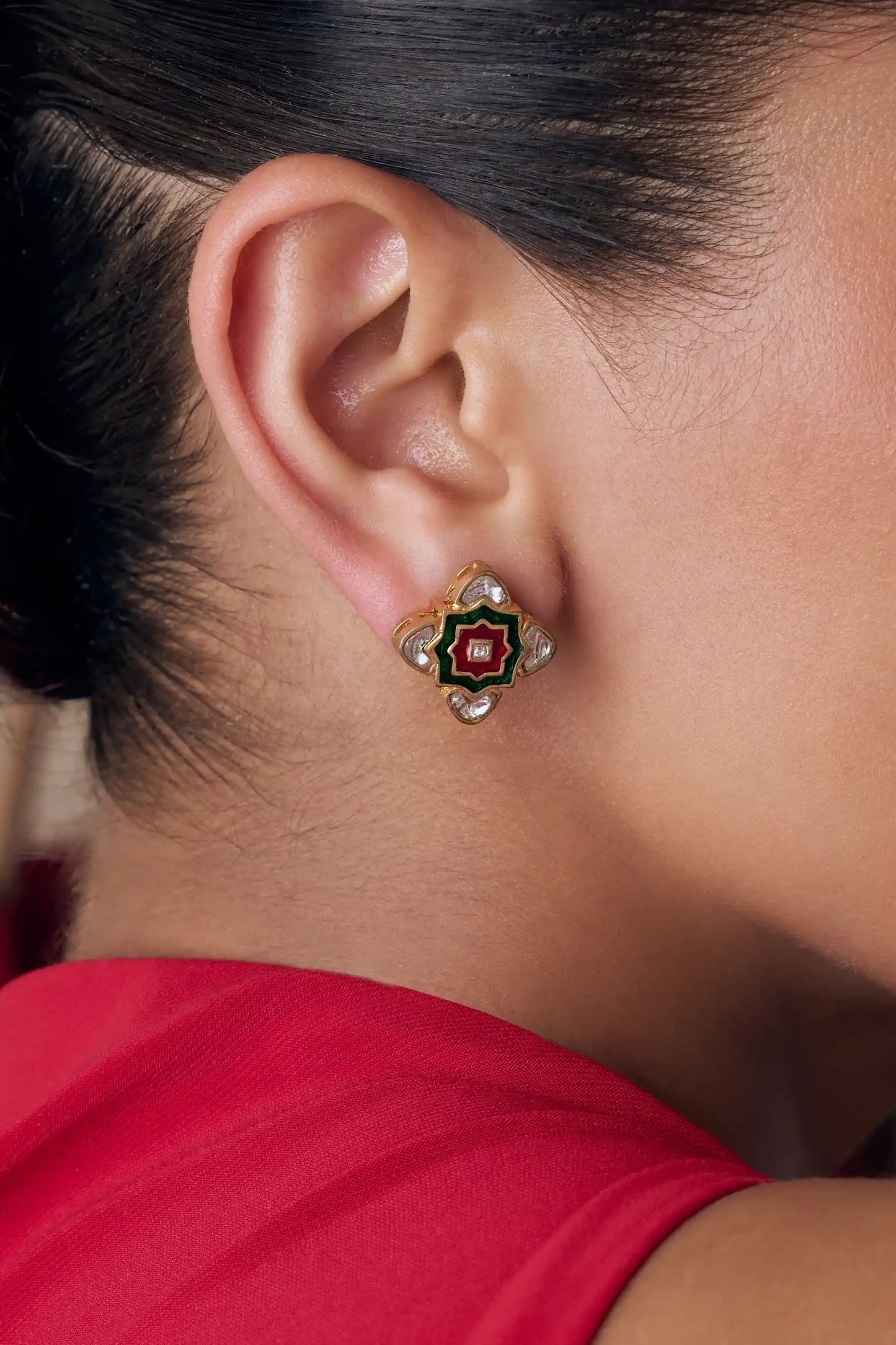 Gulnaar Polki Meenakari Studs