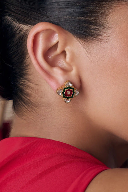 Gulnaar Polki Meenakari Studs
