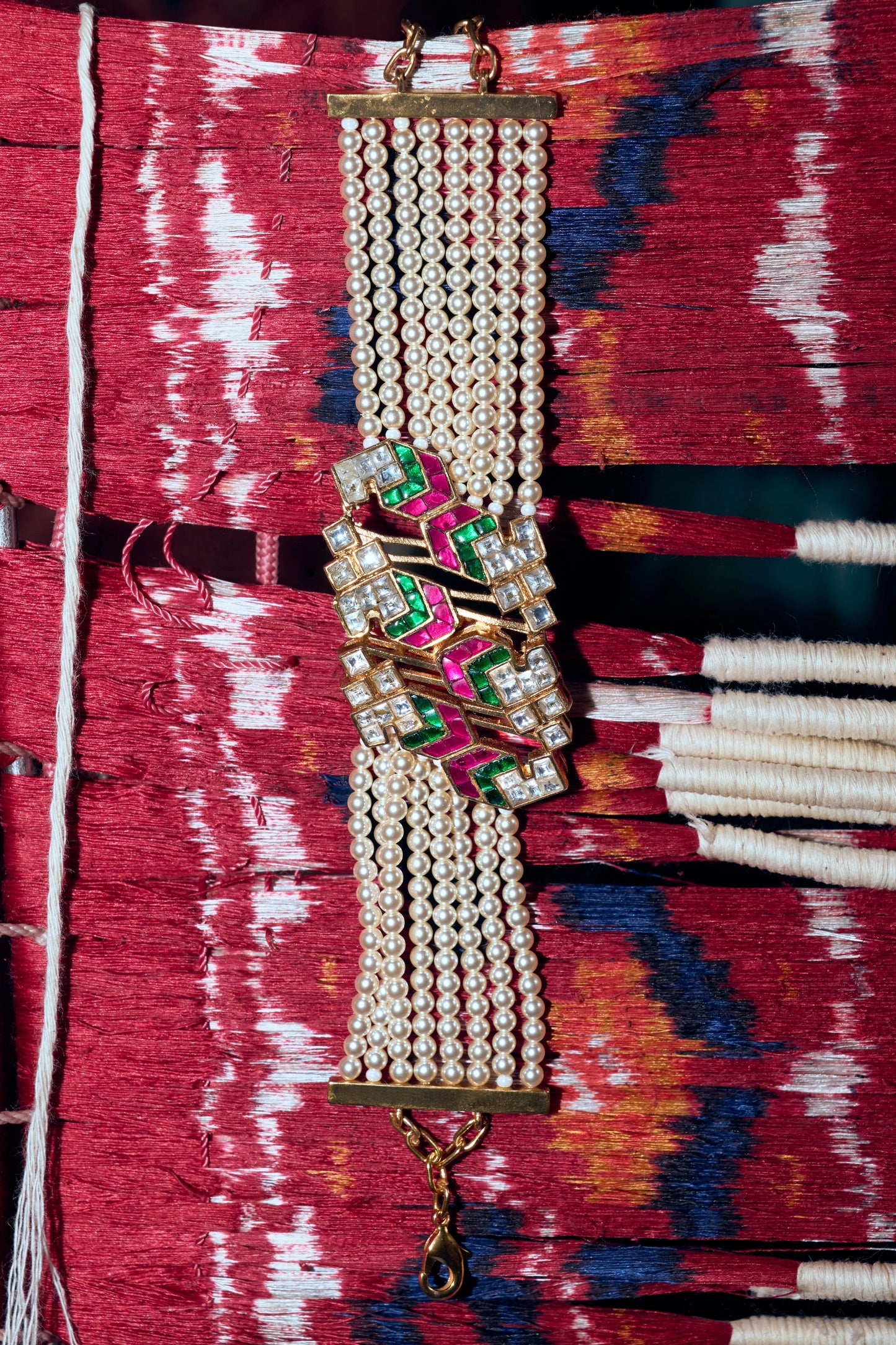 Navya Polki Meenakari Pearl Bracelet