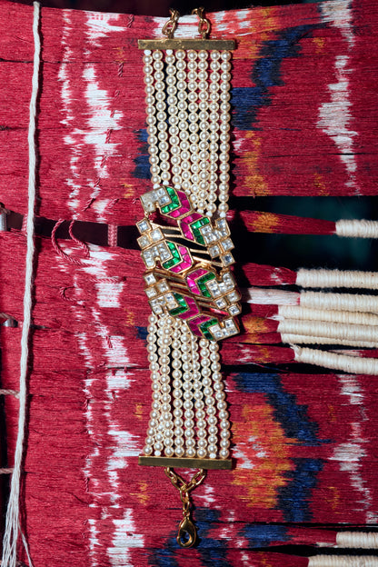 Navya Polki Meenakari Pearl Bracelet