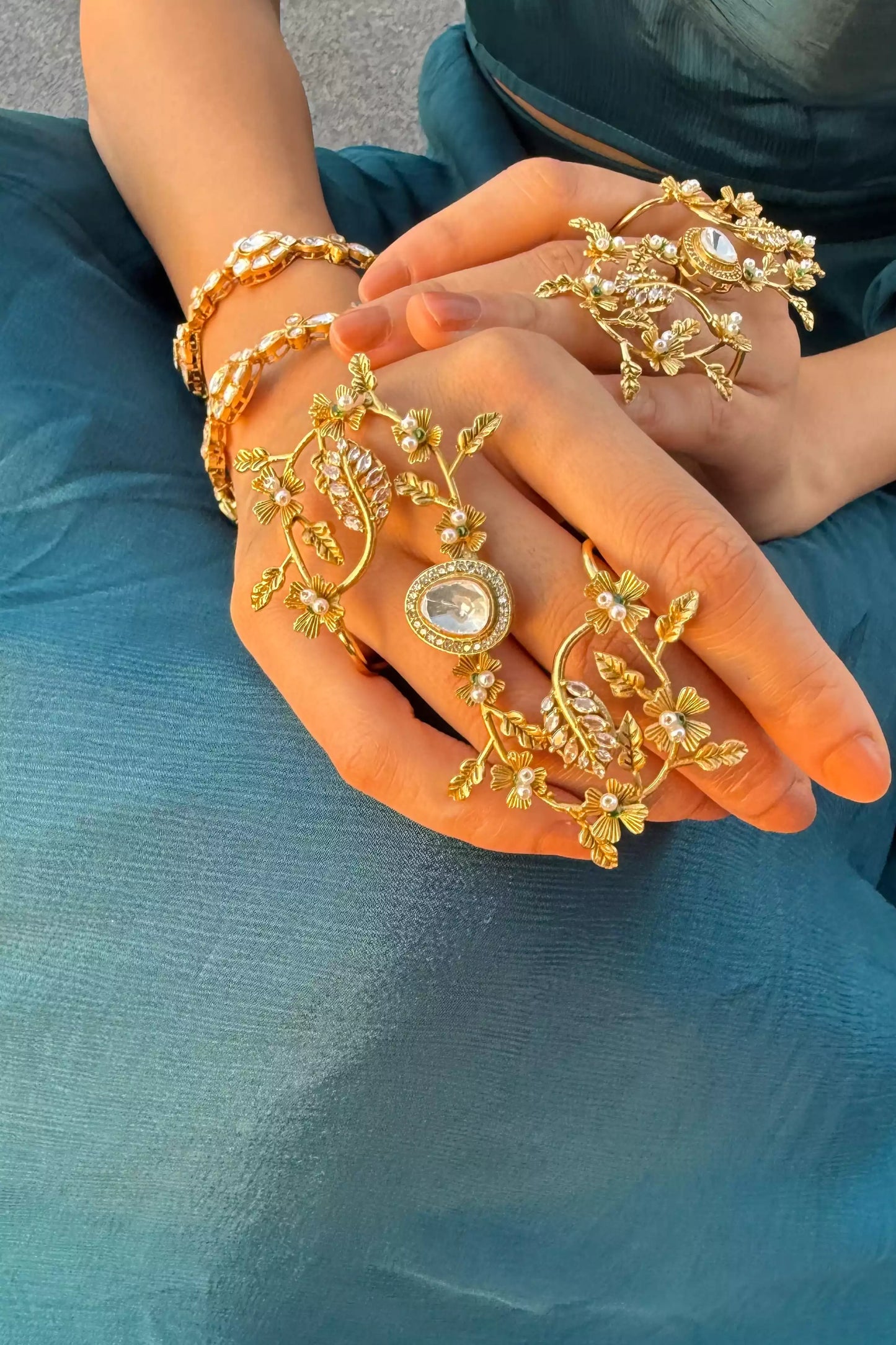 Vanya Sacred Vine Polki Full Hand Ring