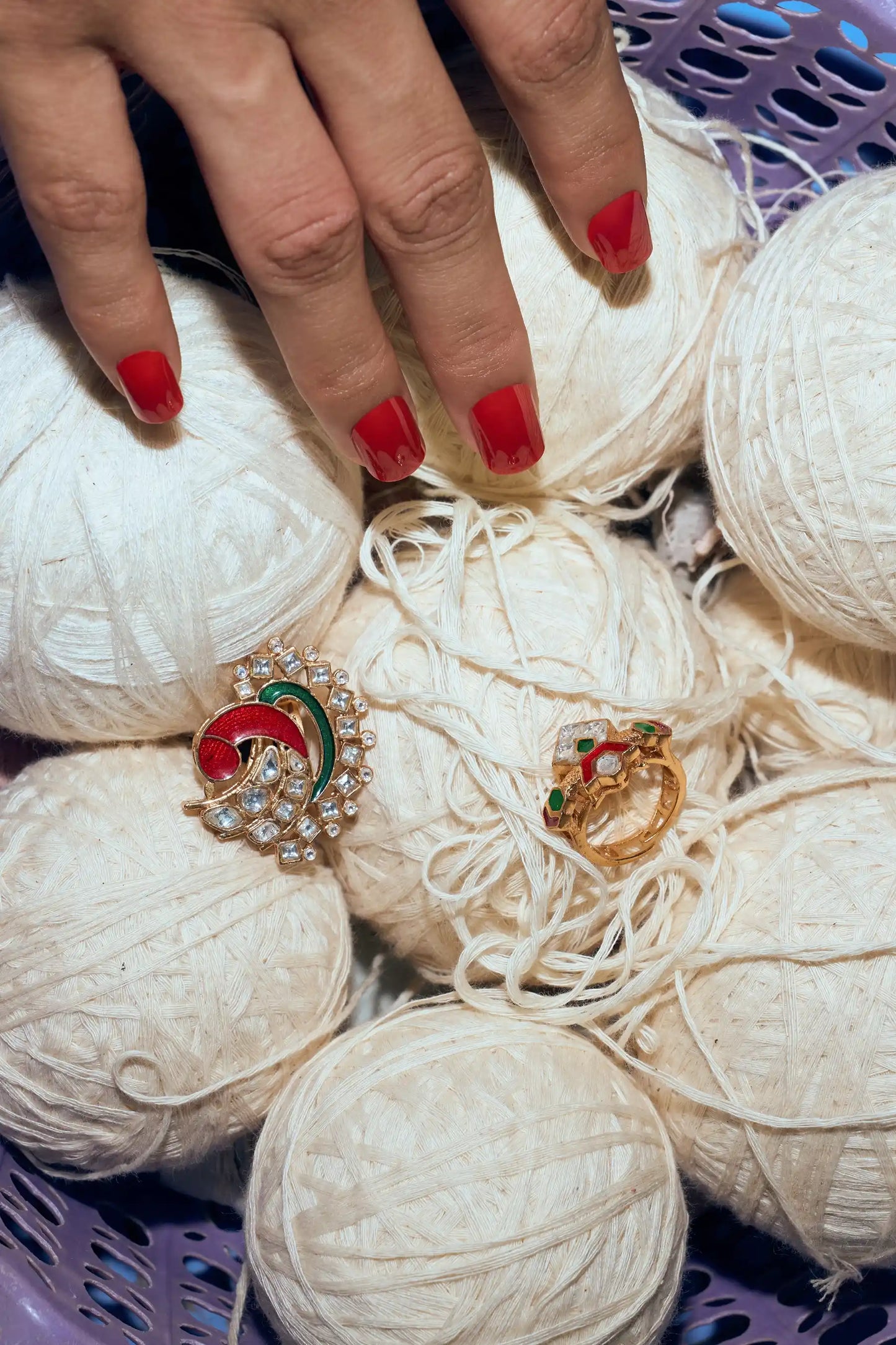 Shyama Polki Meenakari Statement Ring