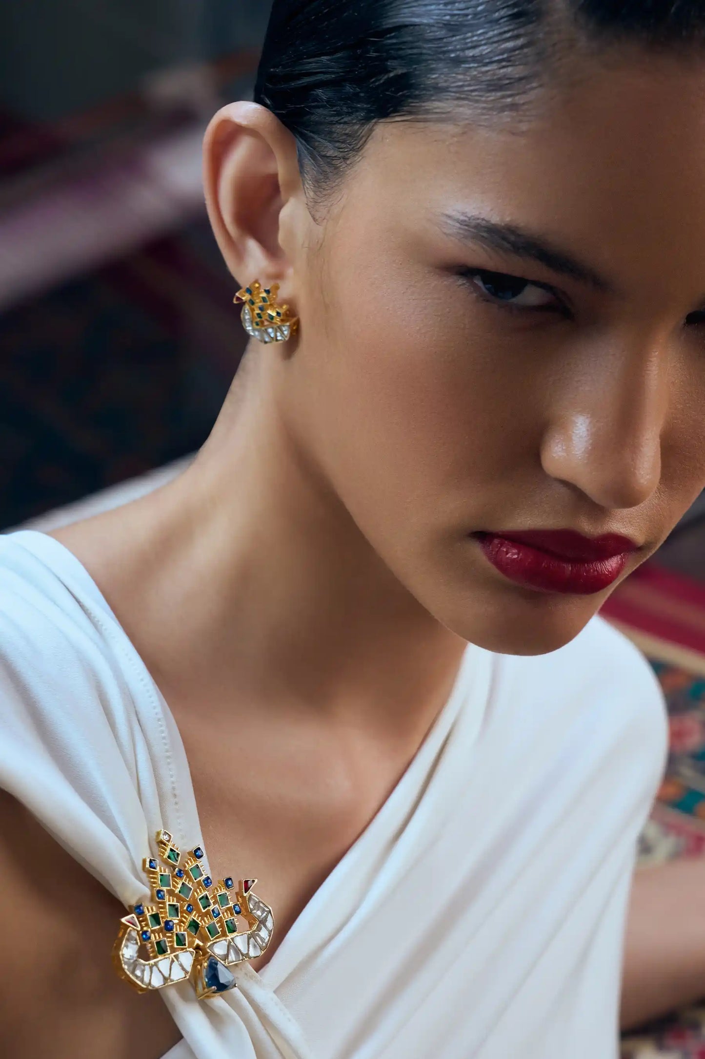 Navrang Polki Meenakari Studs