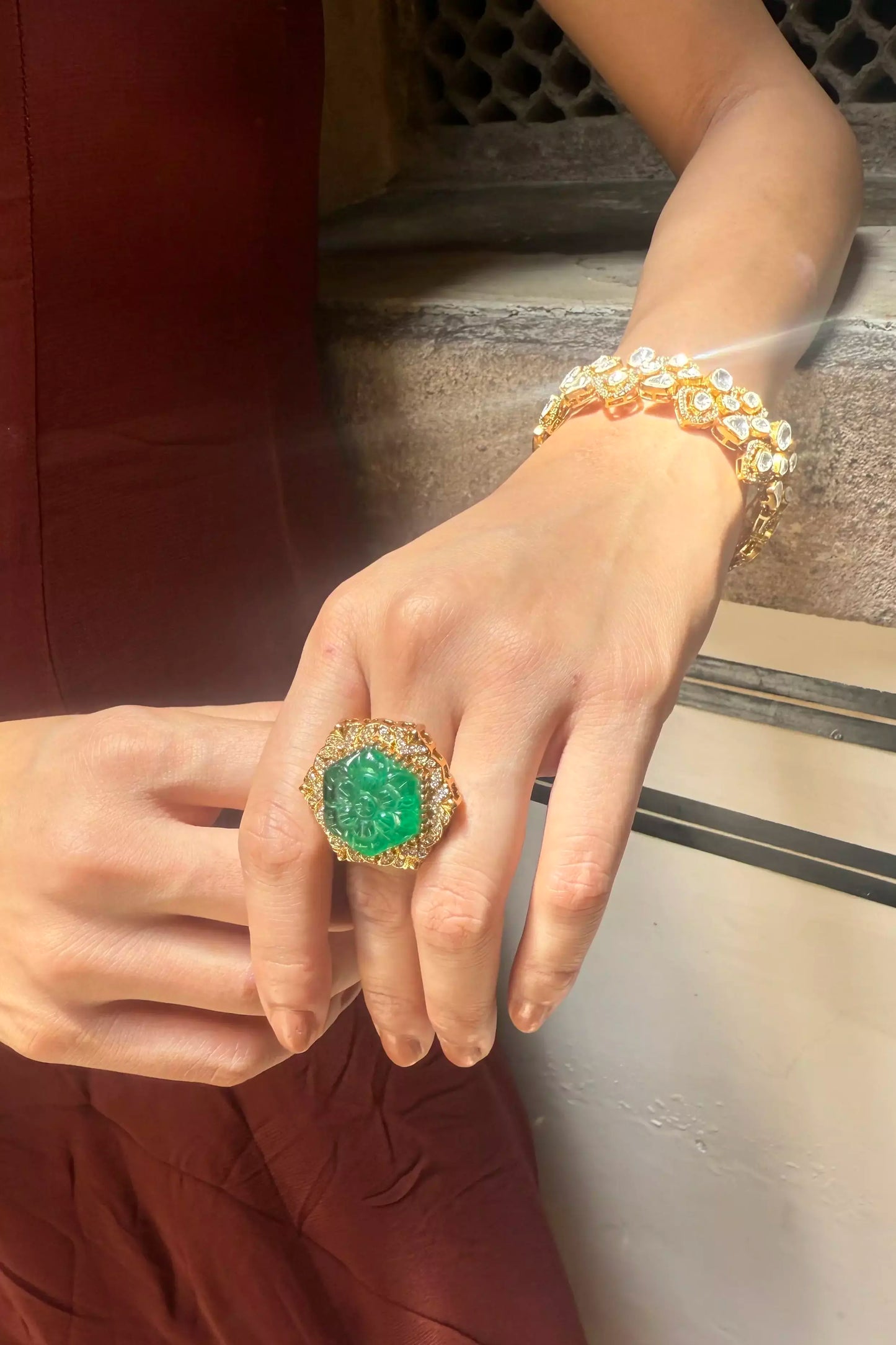 Tara Tribeni Statement Polki Bracelet