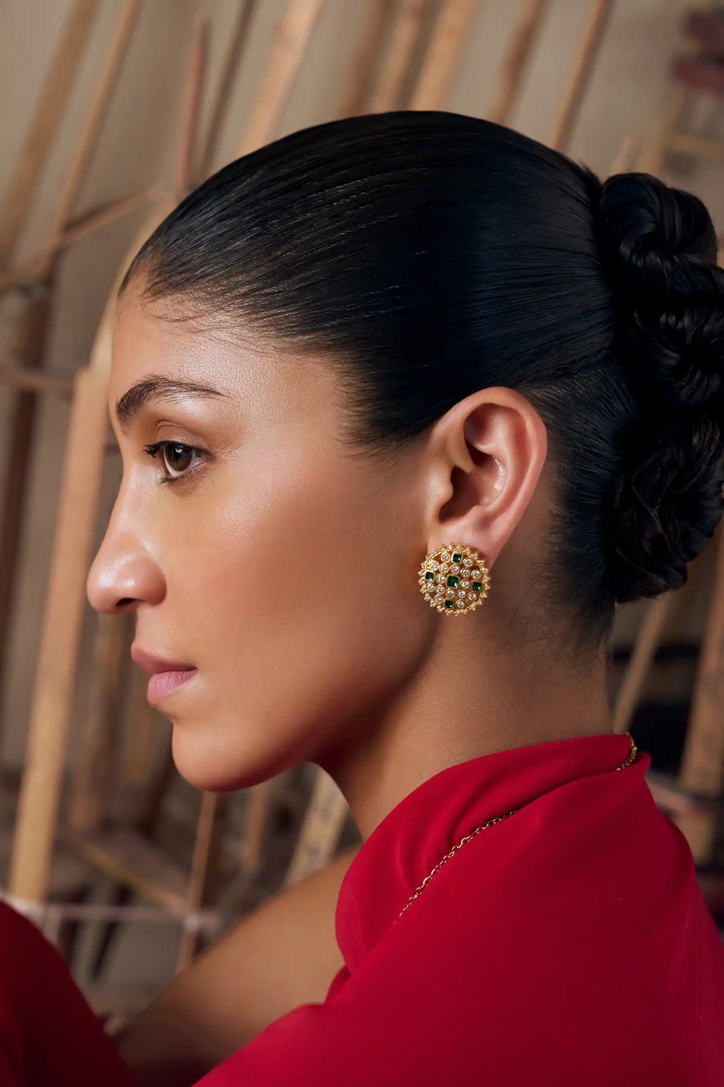 Mira Polki Meenakari Studs