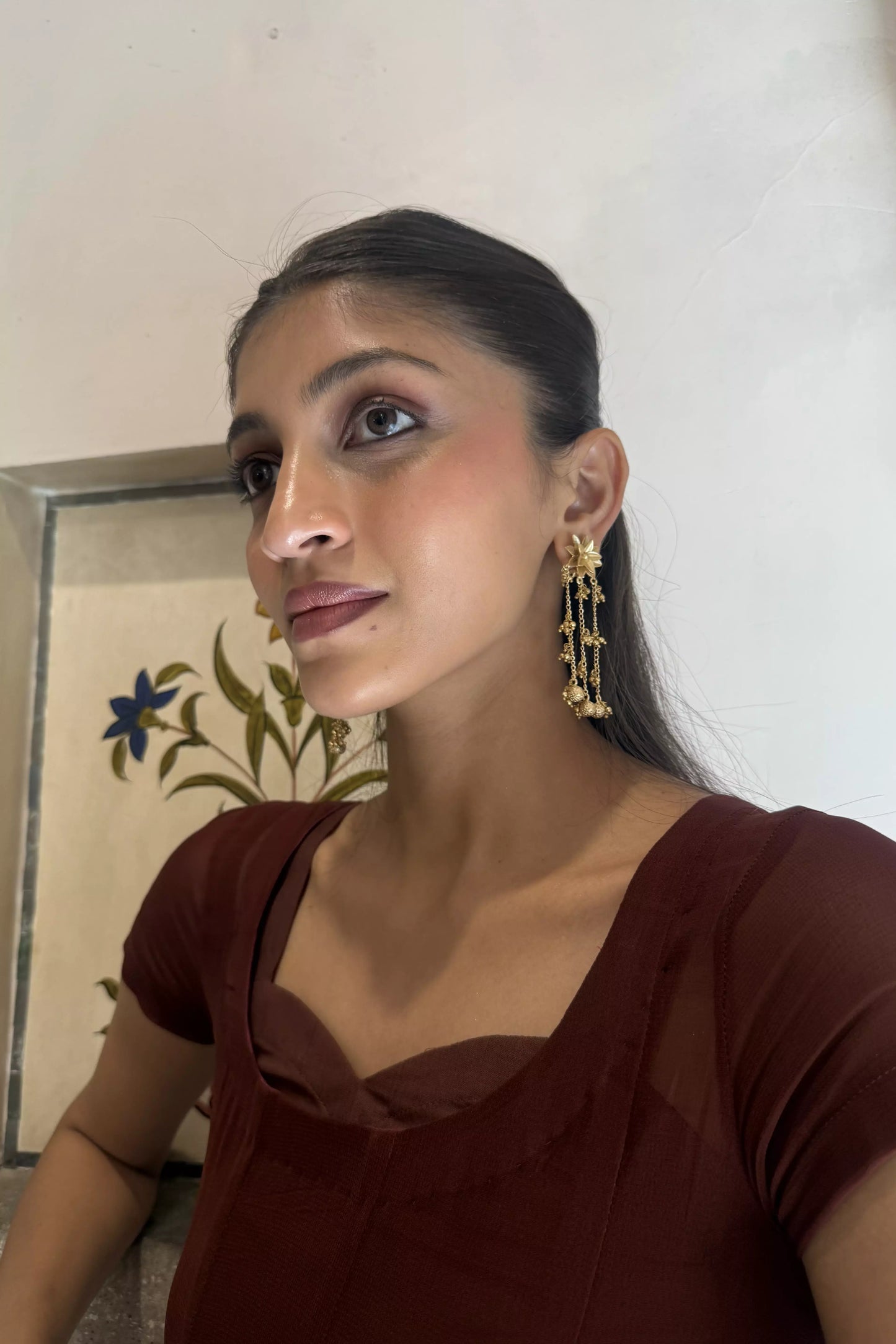 Rima Golden Rain Tassel Drop Earrings