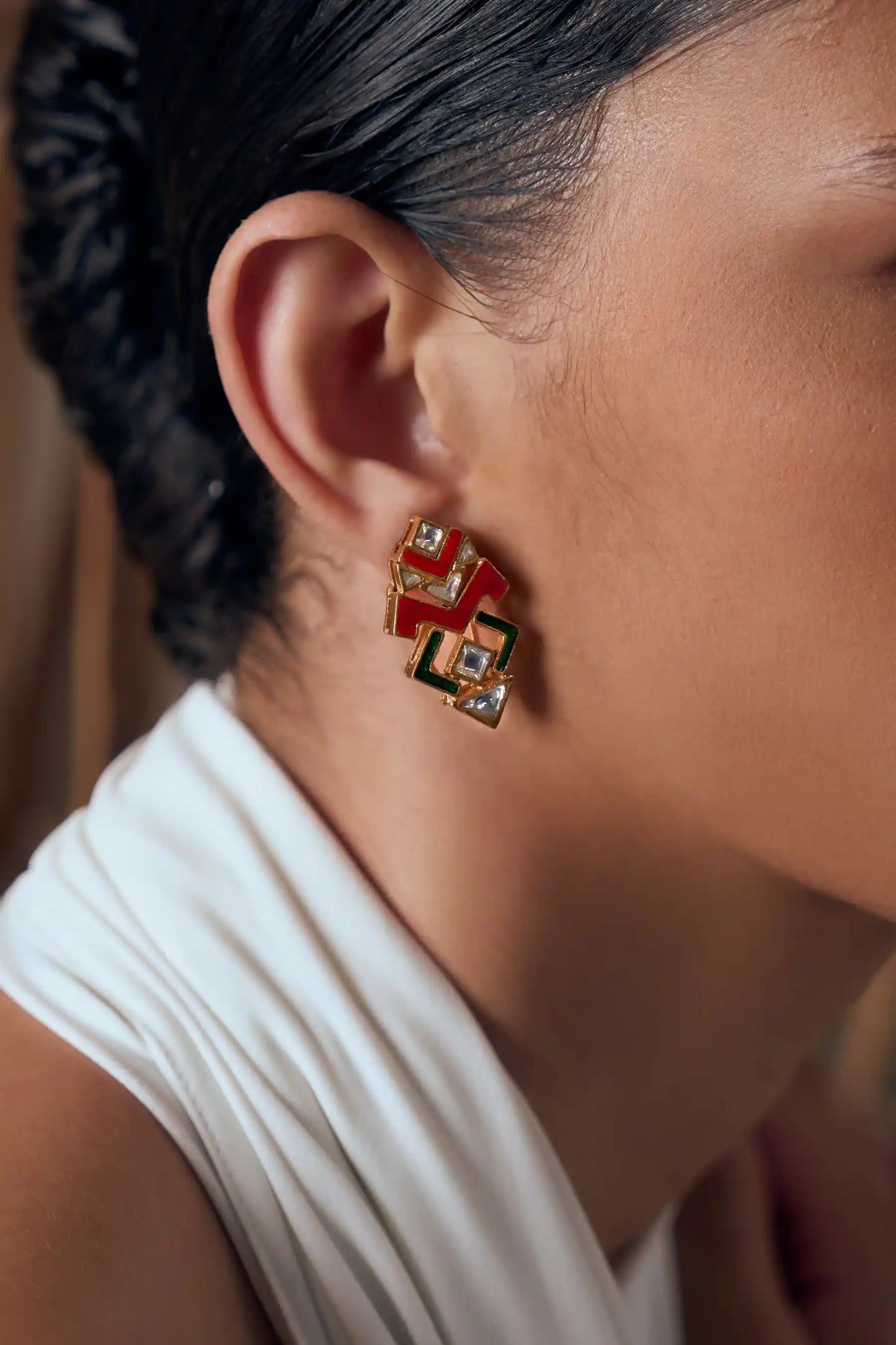 Manjari Polki Meenakari Earrings