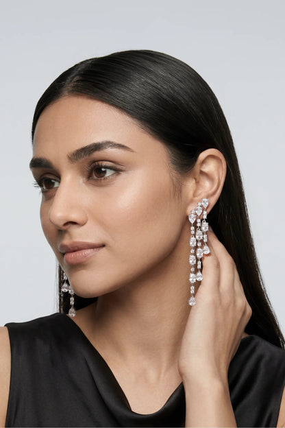 7 PM - Evening Dance Long Cygnet Diamond Earrings