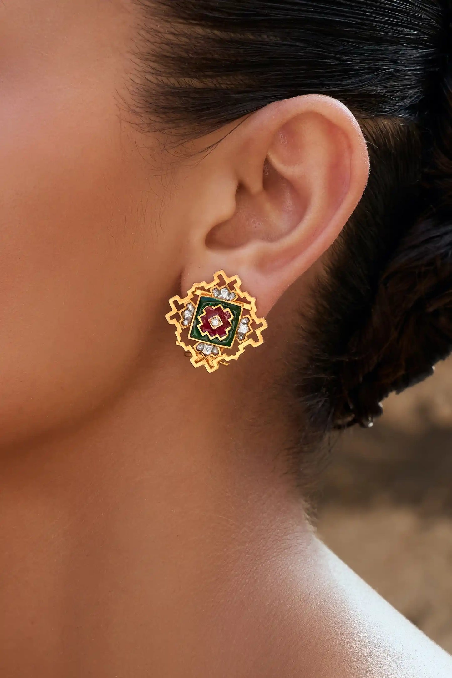 Patan Polki Meenakari Studs