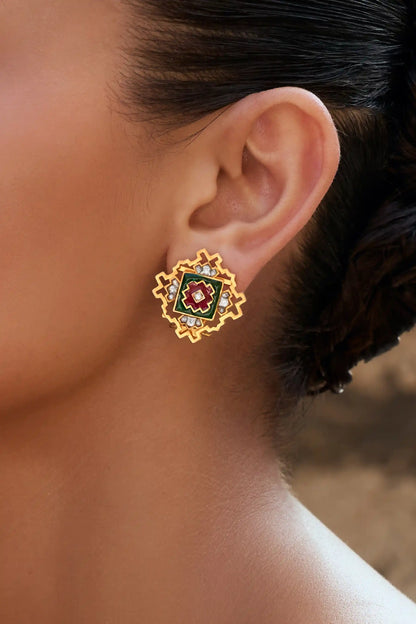 Patan Polki Meenakari Studs
