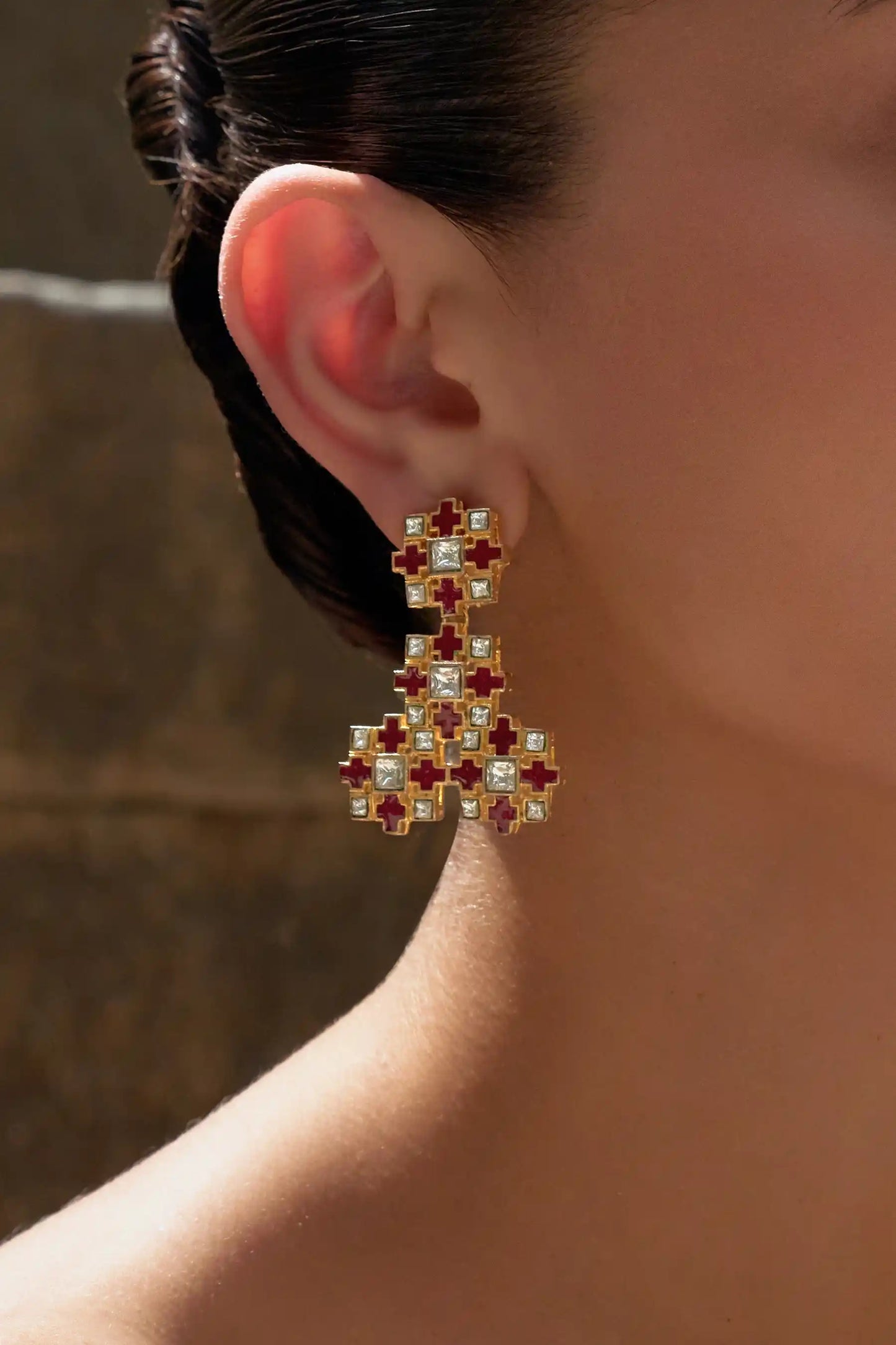 Reeti Polki Meenakari Chandelier Earrings