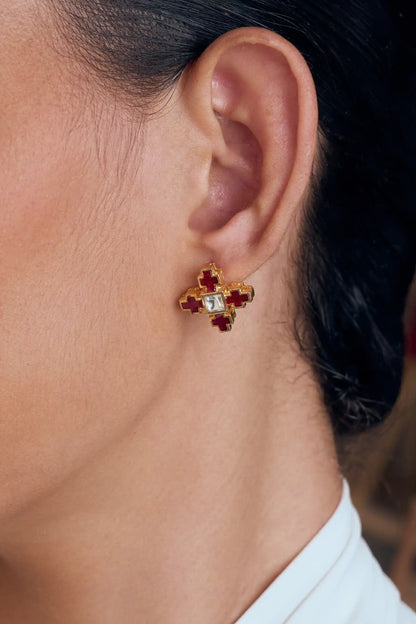Rang Polki Meenakari Studs