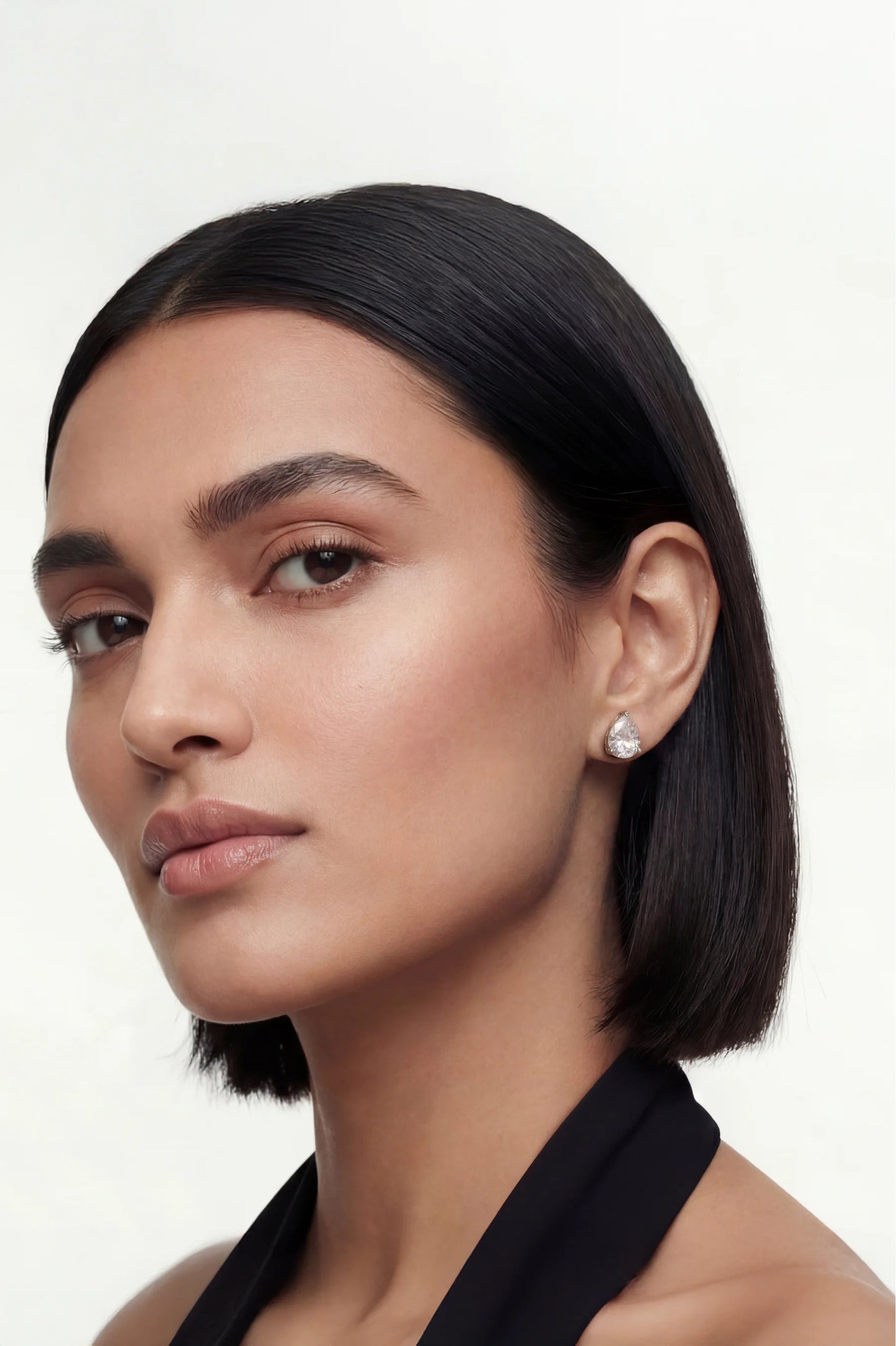 2 AM -  Pear Solitaire Moondrop Cygnet Diamond Studs