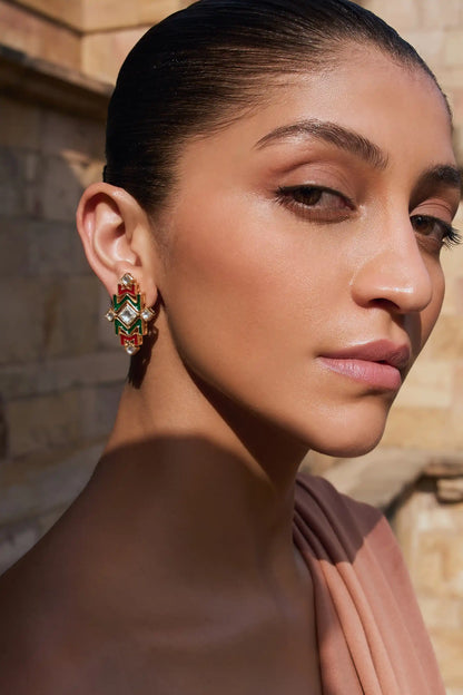 Rangoli Polki Meenakari Earrings