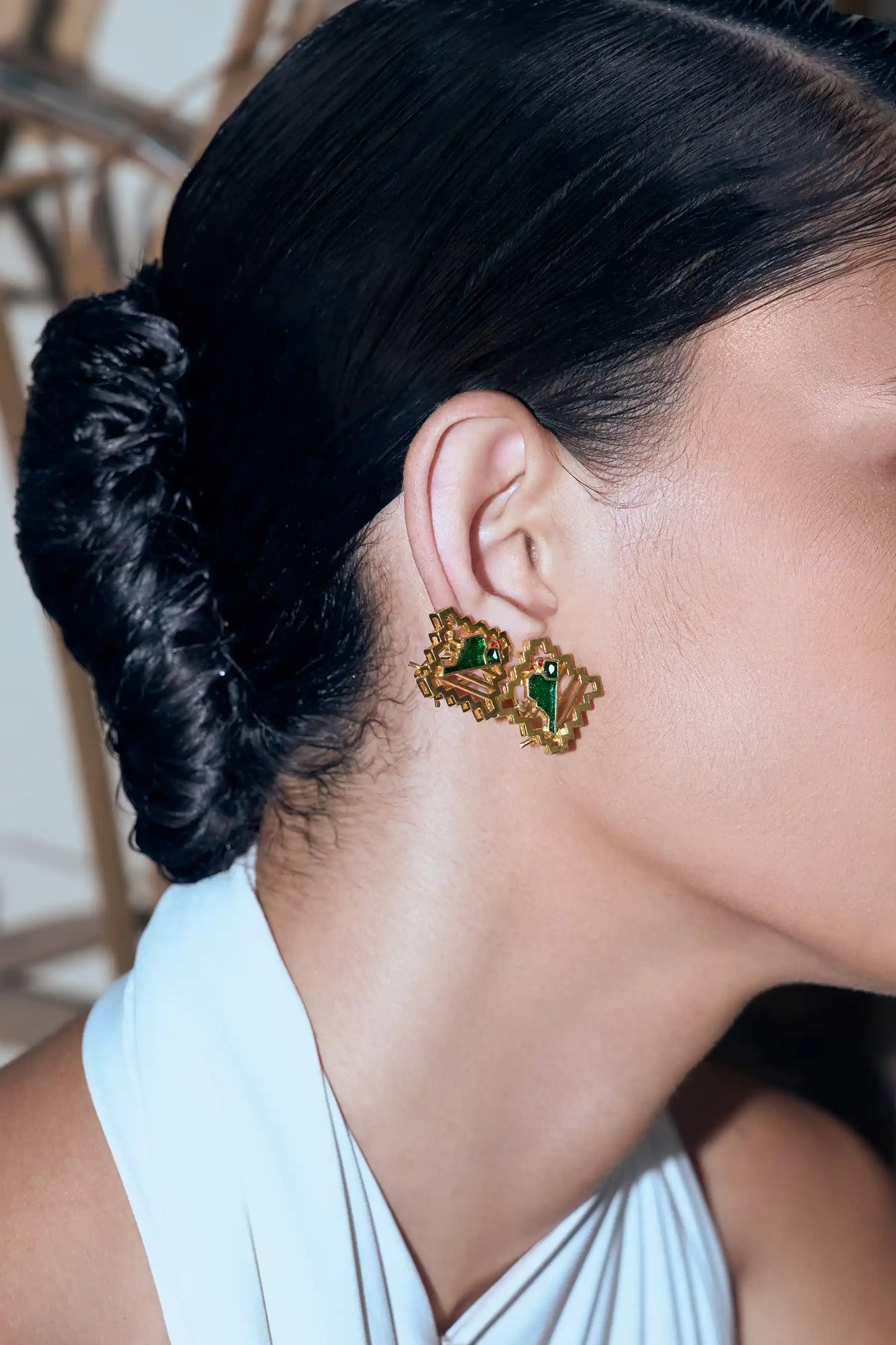 Panna Polki Meenakari Studs